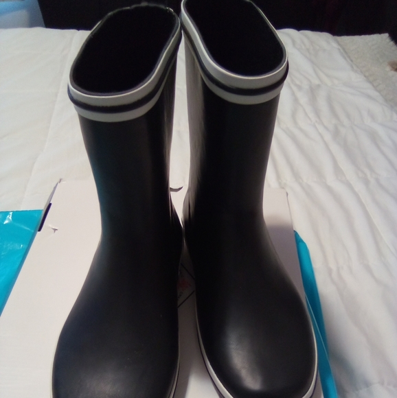 Ladies Rain Boots.black and White Size 8m - Picture 3 of 3